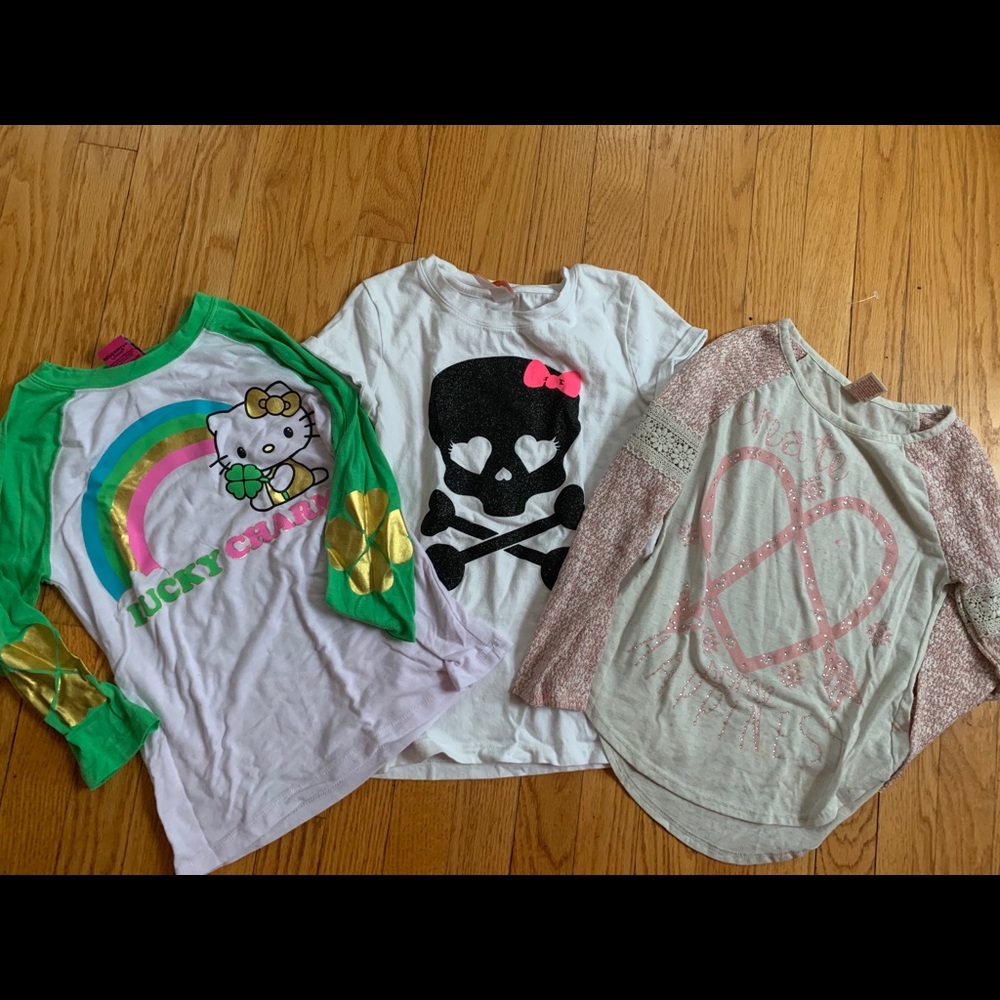 Girls lot shirts sz 7/8 St Pats day 🍀 skull☠️